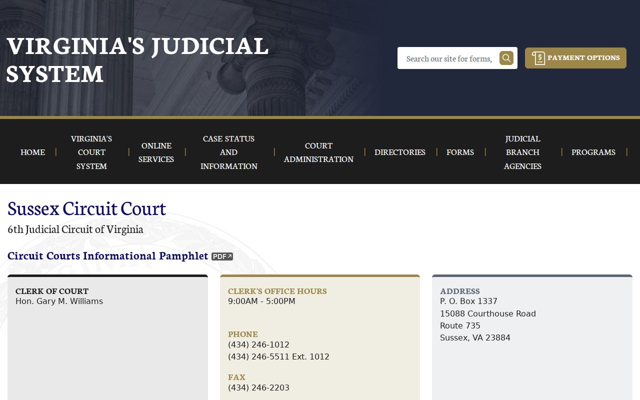 Sussex County criminal court case details for Circuit Court