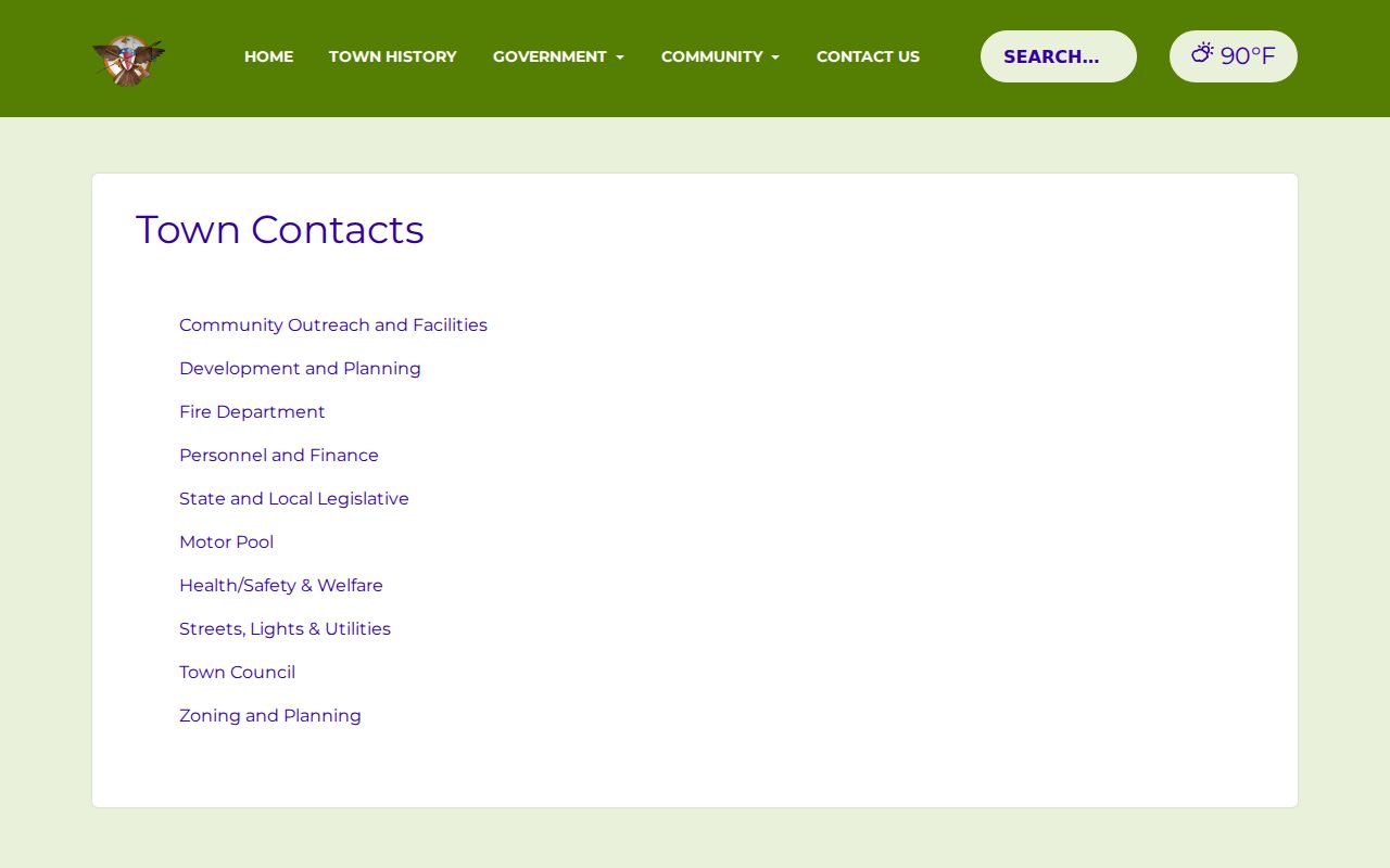 Jarratt Town Hall contact page for Sussex County criminal history routing